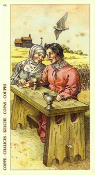 Two of Cups in the deck Tarot of Durer