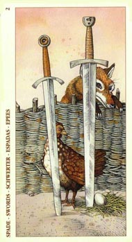 Two of Swords in the deck Tarot of Durer