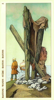 Three of Wands in the deck Tarot of Durer