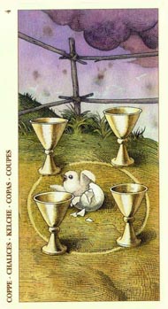 Four of Cups in the deck Tarot of Durer