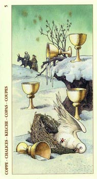 Five of Cups in the deck Tarot of Durer