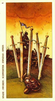 Five of Swords in the deck Tarot of Durer