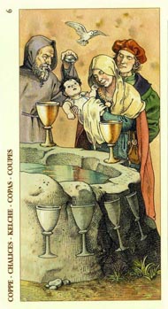 Six of Cups in the deck Tarot of Durer