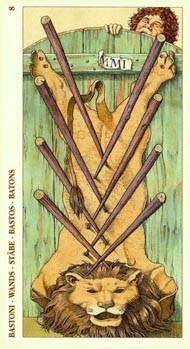 Eight of Wands in the deck Tarot of Durer