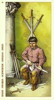 Nine of Swords in the deck Tarot of Durer