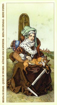 Queen of Swords in the deck Tarot of Durer