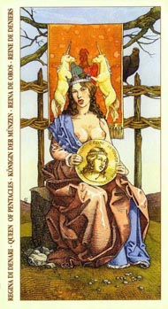 Queen of Pentacles in the deck Tarot of Durer