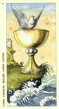 Ace of Cups in the deck Tarot of Durer