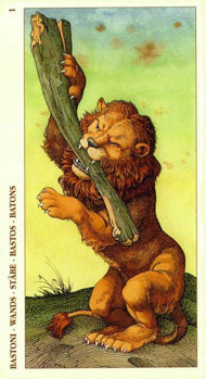 Ace of Wands in the deck Tarot of Durer