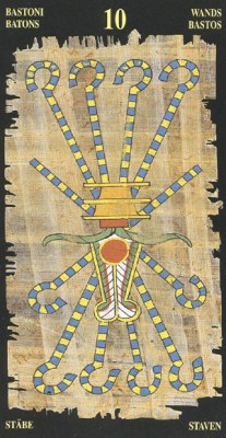 Ten of Wands in the deck Egyptian Tarot