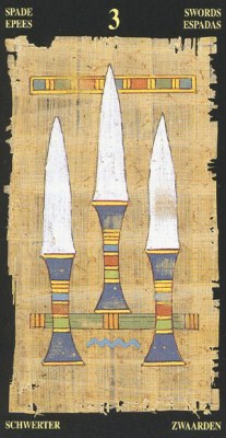 Three of Swords in the deck Egyptian Tarot