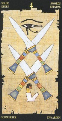 Four of Swords in the deck Egyptian Tarot