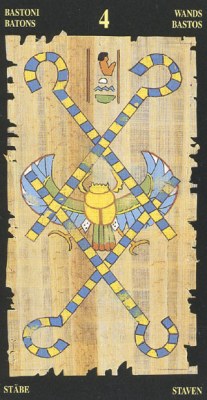 Four of Wands in the deck Egyptian Tarot