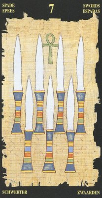 Seven of Swords in the deck Egyptian Tarot