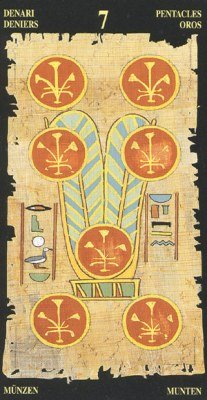 Seven of Pentacles in the deck Egyptian Tarot