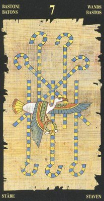 Seven of Wands in the deck Egyptian Tarot