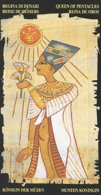 Queen of Pentacles in the deck Egyptian Tarot