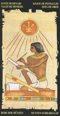 Page of Pentacles in the deck Egyptian Tarot