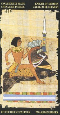 Knight of Swords in the deck Egyptian Tarot