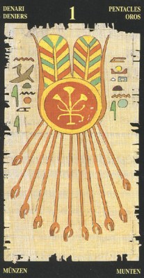 Ace of Pentacles in the deck Egyptian Tarot