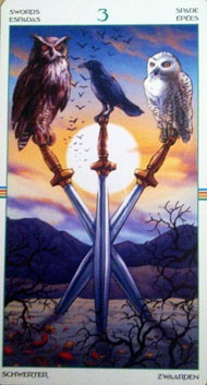 Three of Swords in the deck Wheel of the Year Tarot