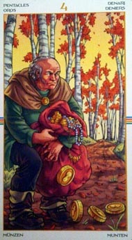 Four of Pentacles in the deck Wheel of the Year Tarot