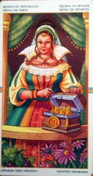 Queen of Pentacles in the deck Wheel of the Year Tarot