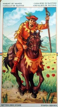 Knight of Wands in the deck Wheel of the Year Tarot