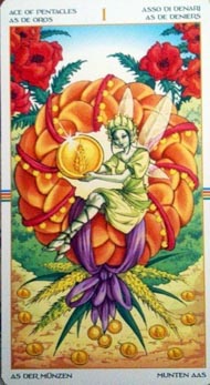 Ace of Pentacles in the deck Wheel of the Year Tarot