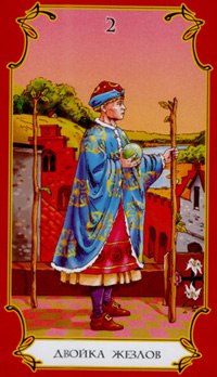 Two of Wands in the deck Taro Loginov