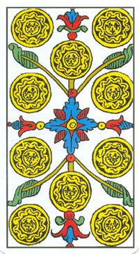 Ten of Pentacles in the deck Tarot de Marseilles