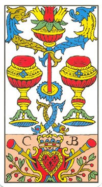 Two of Cups in the deck Tarot de Marseilles