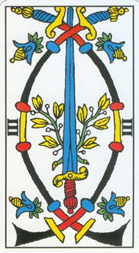 Three of Swords in the deck Tarot de Marseilles