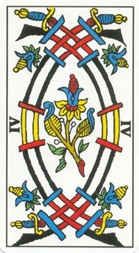 Four of Swords in the deck Tarot de Marseilles