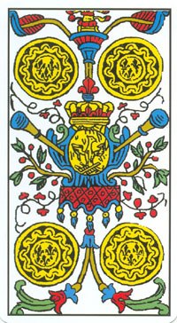 Four of Pentacles in the deck Tarot de Marseilles