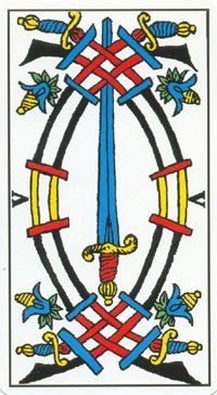 Five of Swords in the deck Tarot de Marseilles