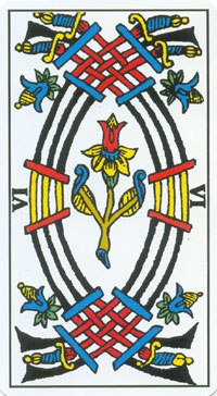 Six of Swords in the deck Tarot de Marseilles