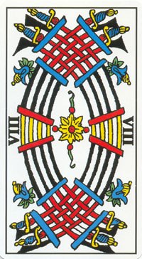 Eight of Swords in the deck Tarot de Marseilles