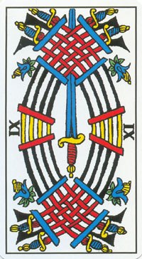 Nine of Swords in the deck Tarot de Marseilles