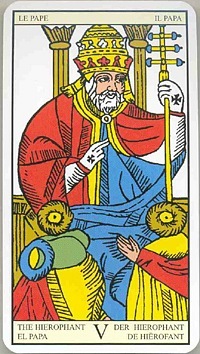 The Hierophant in the deck Tarot de Marseilles