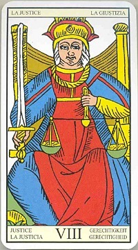 Justice  in the deck Tarot de Marseilles