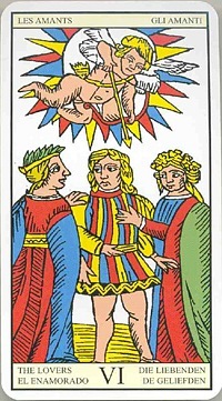 The Lovers in the deck Tarot de Marseilles