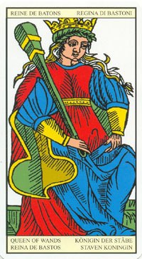 Queen of Wands in the deck Tarot de Marseilles