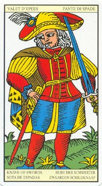 Page of Swords in the deck Tarot de Marseilles