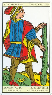 Page of Wands in the deck Tarot de Marseilles