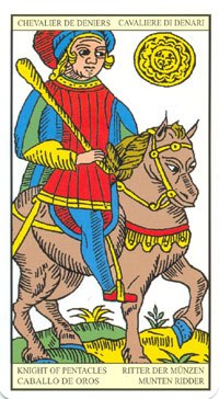 Knight of Pentacles in the deck Tarot de Marseilles