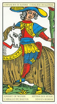 Knight of Wands in the deck Tarot de Marseilles