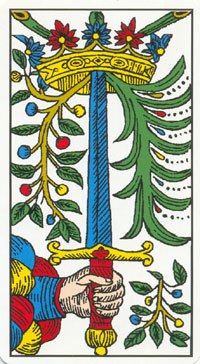 Ace of Swords in the deck Tarot de Marseilles