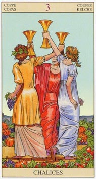 Three of Cups in the deck New Vision Tarot