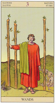 Three of Wands in the deck New Vision Tarot